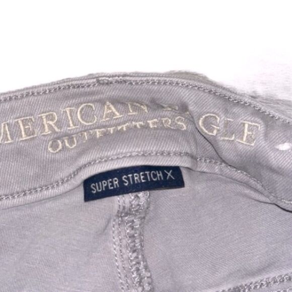 American Eagle Distressed Super Stretch X Jeggings In Light Gray - Picture 4 of 7